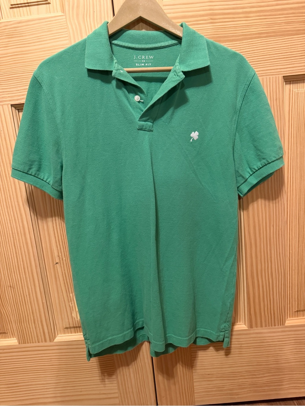 J.Crew Slim Fit Green Polo Shirt with Shamrock logo M 0236